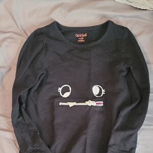 Cat & Jack Black Long Sleeve Tee with Zipper Graphic